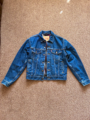 Levi blue denim jacket plaid - blue,