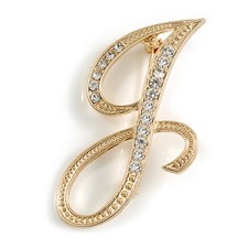 'J' Gold Plated Clear Crystal