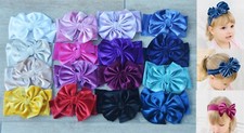 8cm Large Soft Velvet Bow Wide Baby Kids Girls Elastic Headband Hair Band Wrap
