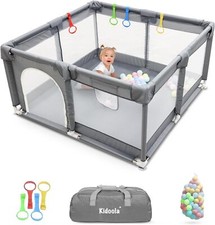 KIDOOLA Baby Playpen - Extra Large, Padded Frame, Mesh Walls, 127x127x65cm