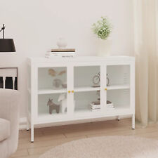 Sideboard White 105x35x70  Steel and Glass F3M1