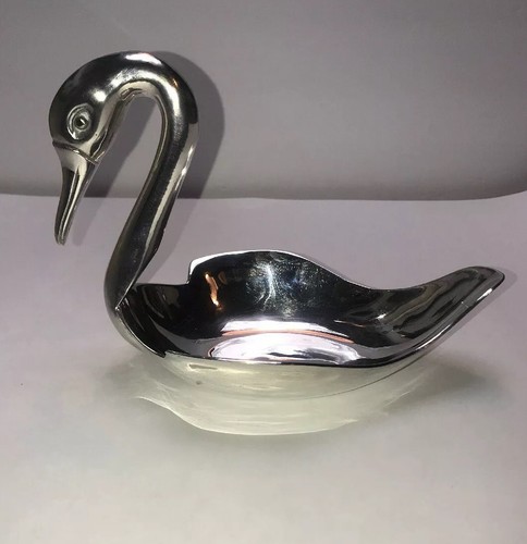 Silver metal swan figurine - ,