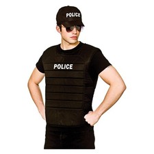 Mens police vest cap set - police, +