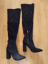 Black Faux Suede Over Knee