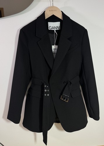 Ganni black bonded crepe - black,