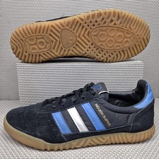 Adidas Indoor Super Trainers UK 9 Men's Black Blue White Gum Sole Suede Shoes