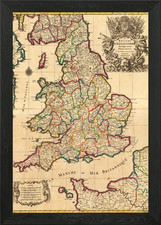 England Old Map 1708 Framed