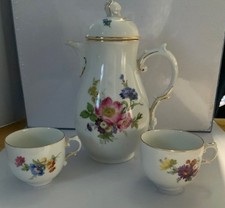 Furstenberg (West Germany) Coffee pot and two espresso cups - floral design