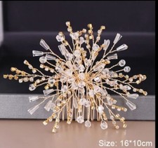 Bridal Bridesmaids Prom Gold Spray Comb Flower Hair Accessory Headband Headdress