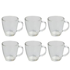 6pk 350ML Glass Coffee Cappuccino Hot Drink Cups Tea Mugs Glass Handle G5909
