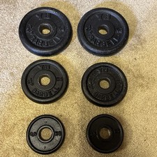 YB / YORK BARBELL Retro Cast Iron WEIGHT PLATES 2.5kg 1.25kg 0.5kg 1" Standard