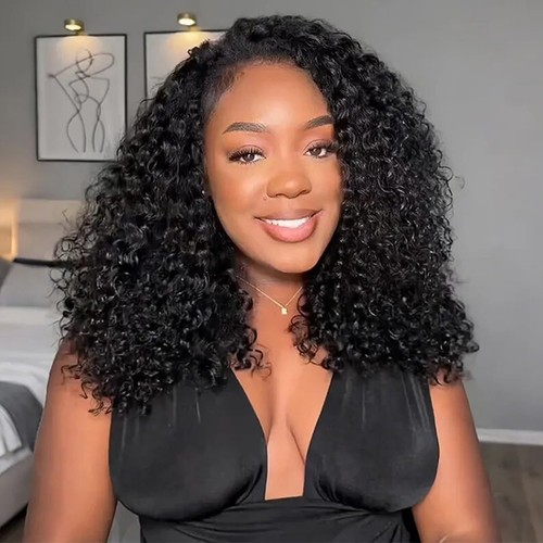 Kinky curly half - wig, human