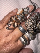 Lot Of 18 925 Sterling Silver Rings Modern & Vintage Various Sizes