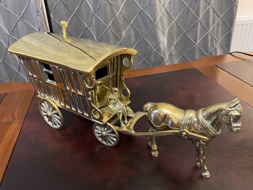 Antique brass horse and - brass,