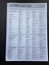 CUNARD FLEET LIST. 1984