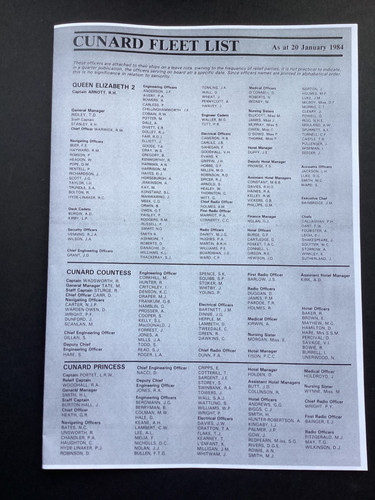 Cunard fleet list - cunard, 1984