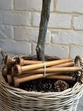 Set Of 9 Antique Vintage Wooden Bobbins