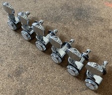 SET Fender 2-pin LOCKING Staggered Machine Heads / Tuners, Chrome 6-in Line, R/H