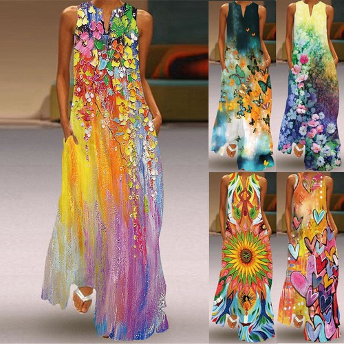 Womens holiday boho maxi dress - womens,