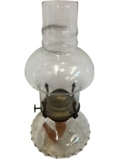 Paraffin Vintage Brass and Glass Oil Lamp with Textured Globe Design