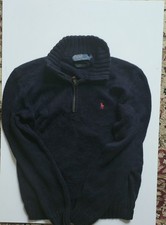 Ralph Lauren Polo Half Zip Knit Jumper Sweater Navy Blue Size S Cotton
