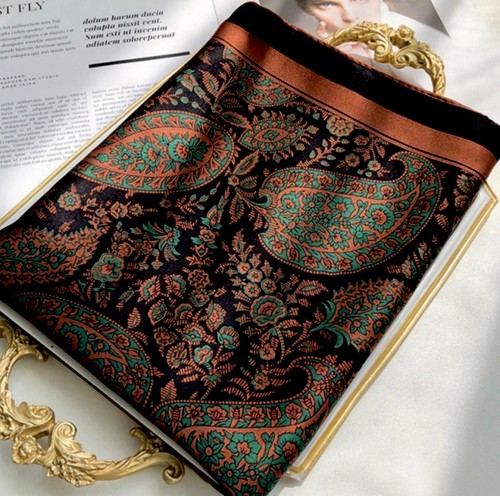Brown green black scarf - black,