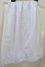 Ladies Vintage Broderie Anglaise Petticoat Size 12 14 White Cotton Slip Prairie