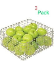 mDesign Metal Wire Food Organizer Storage Bins Basket Graphite Satin 3 Pack