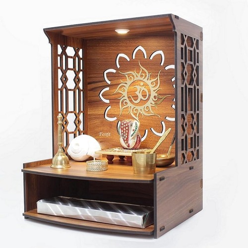 Wall mounted wooden pooja - wall,