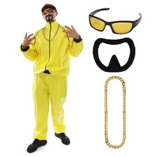 90'S RAPPER FANCY DRESS COSTUME YELLOW TRACKSUIT HAT GLASSES CHAIN GANGSTER