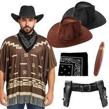 Adults Eastwood Costume Western Poncho Cowboy Hat Holster Movie Fancy Dress