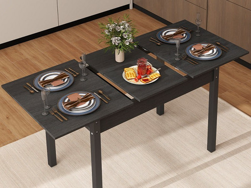 Wooden extendable dining table - extendable,
