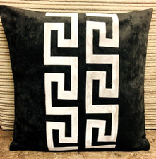 Greek keys Border Black & Silver 2 middle Border decorative pillow throw Cover