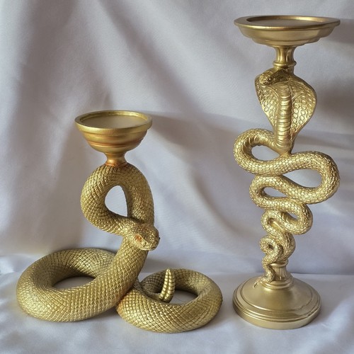 Gothic gold snake candle - gothic,