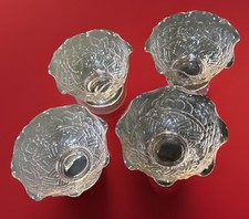 DEPRESSION GLASSWARE Pink, Set Of Four Ornate Desert Cups 4.5” X  2.75”