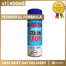 1 x Rapide One Coat Stain Stop White Aerosol Spray Can Durable 400ml