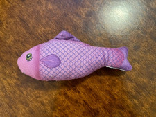 CUTE PURPLE FISH SQUEAKY CAT DOG 7" SOFT TOY PLUSH