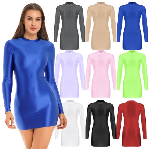 Women glossy bodycon dress - glossy,