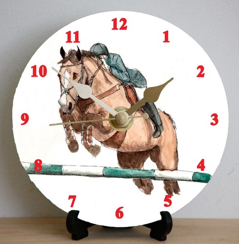 Horse jumping diy 12cm clock - diy,