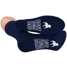 Best Dog Dad Socks Personalised With Name & Dog Mens Navy Socks UK 5-12
