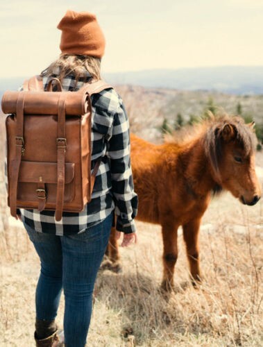 Goatskin rucksack bag backpack - bag,