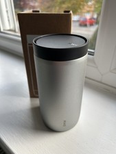 BMW Push Thermo Mug Silver Stainless Steel Tea Coffee Thermal Cup new in box