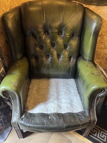 Green leather chesterfield - green,