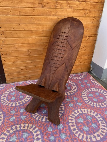 Hand carved african chair - african,