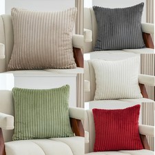 Ribbed Cushion Covers 4 Pack with Sherpa Reverse Soft Reversible Home Decor