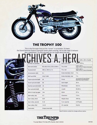 Triumph trophy 500 1970 - triumph,