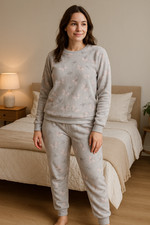 Fluffy warm THICK Womens Ladies Thermal Pyjamas set Long Sleeve Nightwear fleece