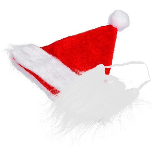Red santa beard - beard, set