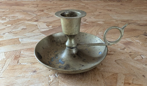 Vintage brass chamber stick - chamber,