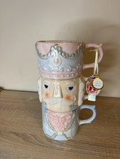 TK Maxx Christmas Mug Set of 3 Nutcracker Festive Cups Stack Pastel Colours